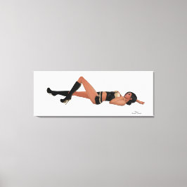 Sexy Brünett Pinup Girl Schlafen Laken Print Leinwanddruck