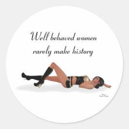 Sexy Brünett Pinup Girl Schlafkleber Runder Aufkleber
