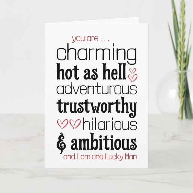 Sexy Complies Liebe Apology Valentines Card Dankeskarte (Vorderseite)
