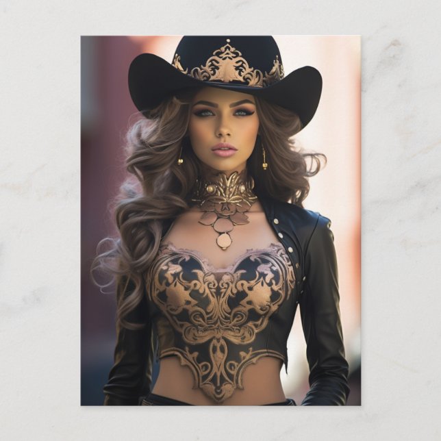 Sexy Cowgirl Postkarte (Vorderseite)