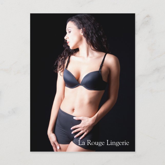 Sexy Female Model mit Black Lingerie Postkarte (Vorderseite)