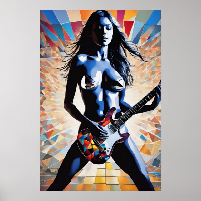 Sexy Female Rock Guitarist Poster (Vorne)
