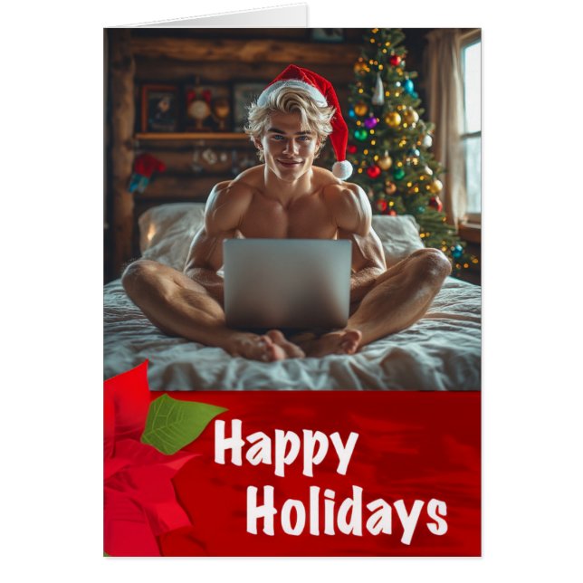Sexy Gay Ordinateur "Gigachad" Joyeuse carte de va (Devant)