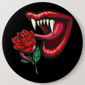 Sexy Goth Vampire Zähne und Rose Button