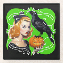 Sexy Halloween Girl and Raven