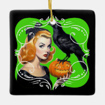 Sexy Halloween Girl and Raven