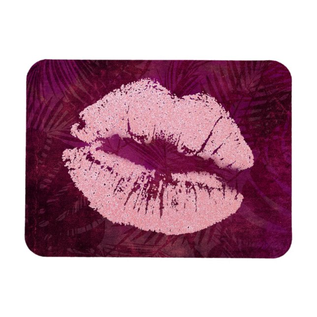 Sexy Pink Glitzer Lips Glamour Magnet (Horizontal)
