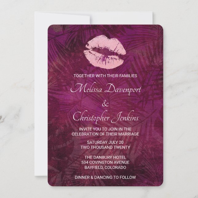 Sexy Pink Glitzer Lips Glamouröse Hochzeit Einladung (Vorderseite)