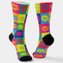 Sexy Pop Art Lipstick Kiss Marks Muster Socken