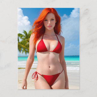 Sexy Red Bikini Postcard Postkarte