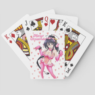 Sexy Santa Frohe Weihnachten Pinkes Herz Anime Div Spielkarten