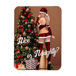 Sexy Santa Girl in der Nähe des Weihnachtsbaumes Magnet