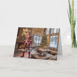 Sexy Santa Happy Urlaub Rustikale Weihnachtszeit Karte
