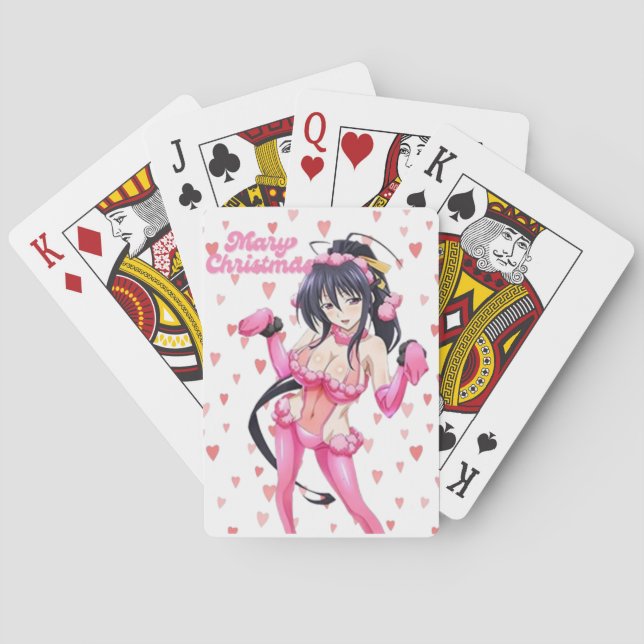 Sexy Santa Marry Cristmas Pink Heart Anime Diva Spielkarten (Rückseite)