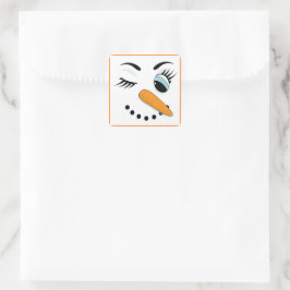Sexy Snowman Niedlich Winking Snow Woman Quadratischer Aufkleber