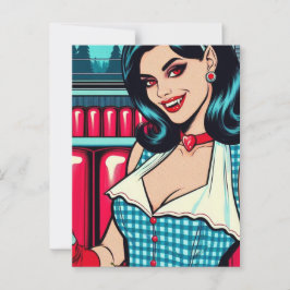 Sexy Vampire im Retro Diner Postkarte