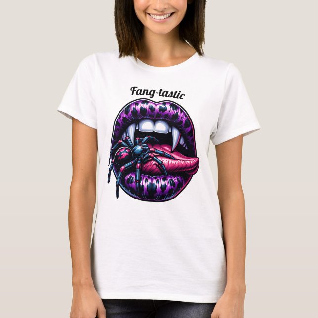 Sexy Vampire Mouth Back Wings T-Shirt (Vorderseite)