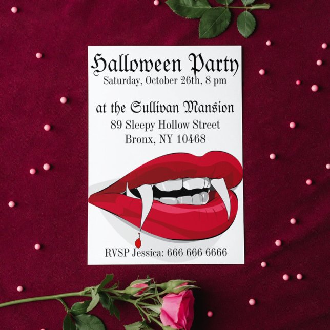 Sexy Vampire Red Lips Halloween-Party Einladung (Sexy Vampire Red Lips Halloween Party Invitation)