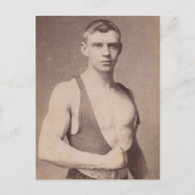 Sexy Vintag Weightlifter Postkarte (Vorderseite)