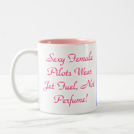 Sexy weibliches Pilotabnutzungs-Kerosin, nicht Zweifarbige Tasse