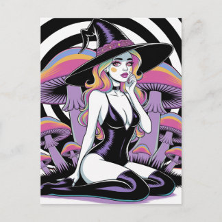 Sexy Witch and Mushrooms Postkarte