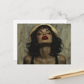 Sexy Woman in Black Grunge Postkarte