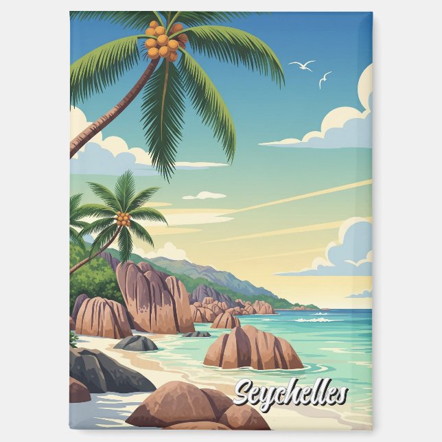 Seychellen Anse Source d'Argent Beach Travel Magnet (Vorderseite)