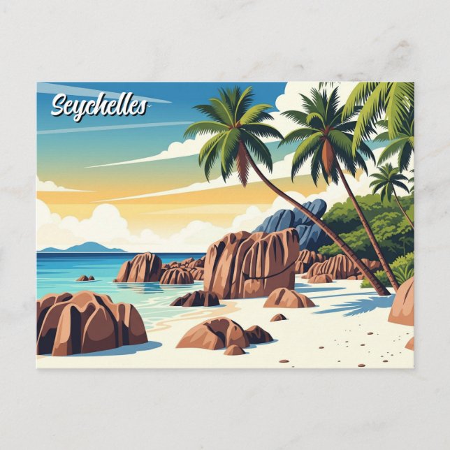 Seychellen Anse Source d'Argent Beach Travel Postkarte (Vorderseite)