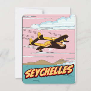 Seychellen Cartoon-Reiseplakat.