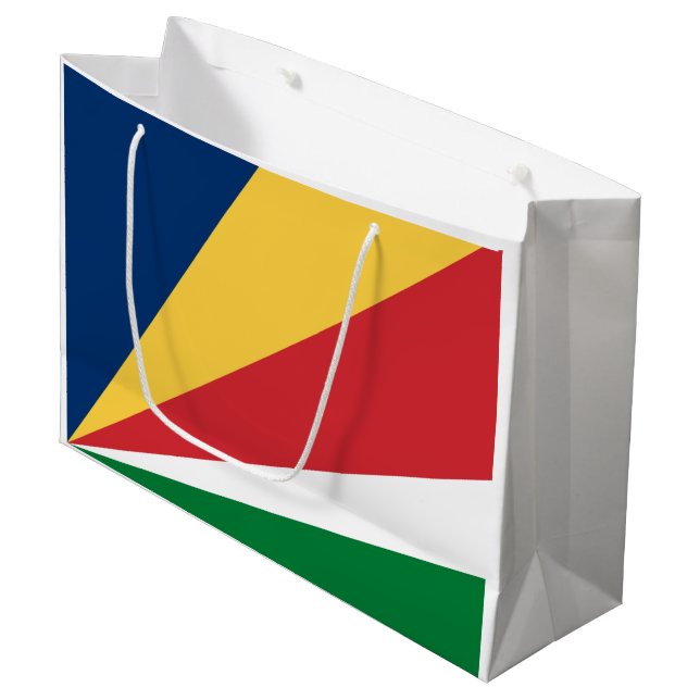 Seychellen-Flagge Große Geschenktüte (Vorderseite Schrägansicht)