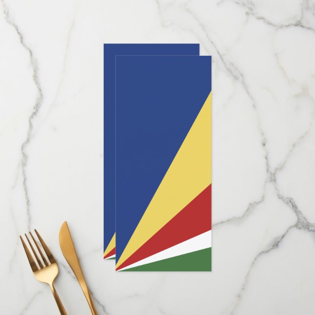 Seychellen-Flagge Menükarte (Vorderseite/Rückseite Beispiel)