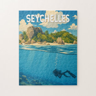 Seychellen Illustration Reise Kunst Vintage