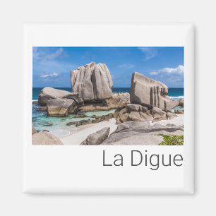 Seychellen La Digue Anse Marron Strand Vintage Magnet
