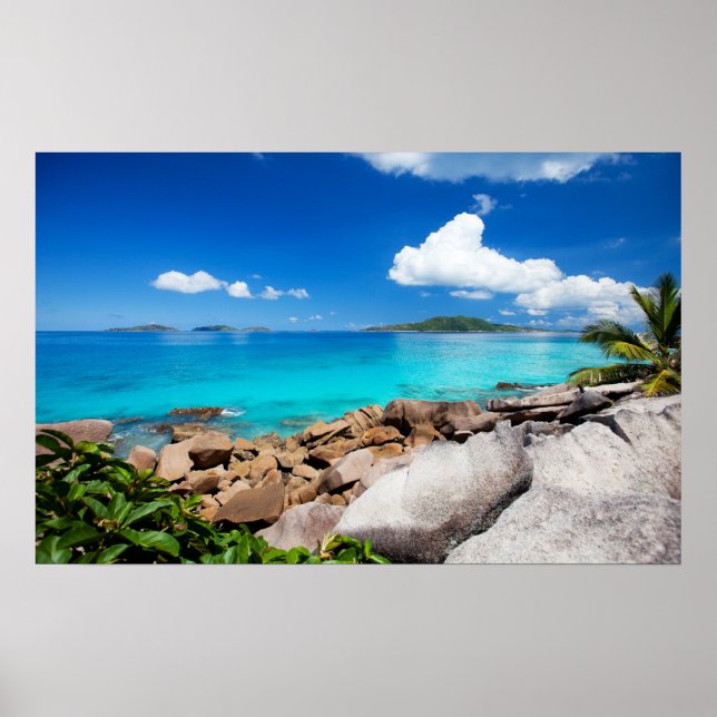 Seychellen. Steinküste Poster (Vorne)