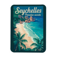 Seychellen Strand Illustration Reise Kunst Vintage