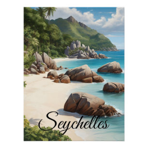Seychellen Strand Reiseplakat Poster