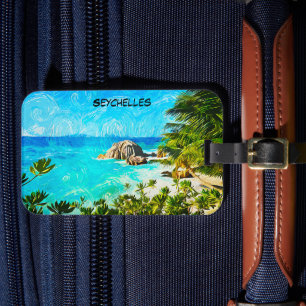 Seychellen-Tropen-Ölgemälde – Lebendige Insel Gepäckanhänger