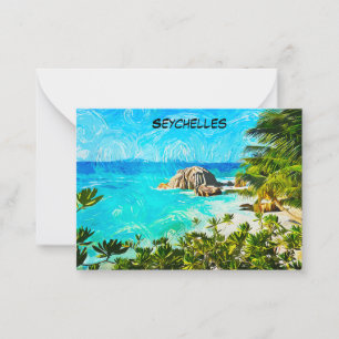 Seychellen-Tropenölmalerei – Vibrante Insel Mitteilungskarte