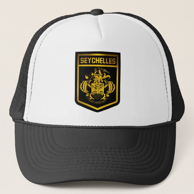 Seychelles Emblem Truckerkappe (Vorderseite)