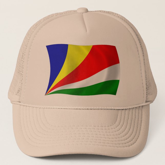 Seychelles Flag Hat Truckerkappe (Vorderseite)