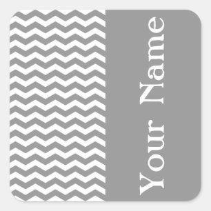 Seychelles Gray Wave Zickzack mit Namen Quadratischer Aufkleber