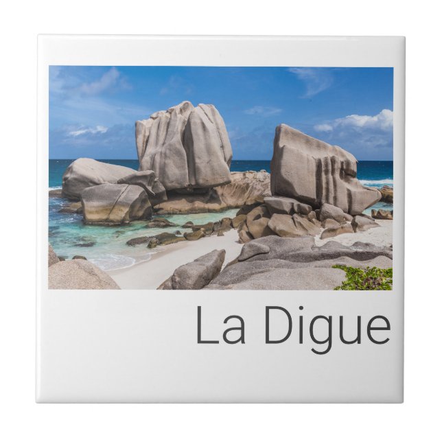 Seychelles La Digue Anse Marron Beach Vintag Fliese (Vorderseite)