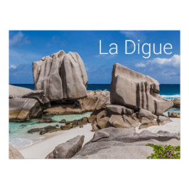 Seychelles La Digue Anse Marron Beach Vintag Poster
