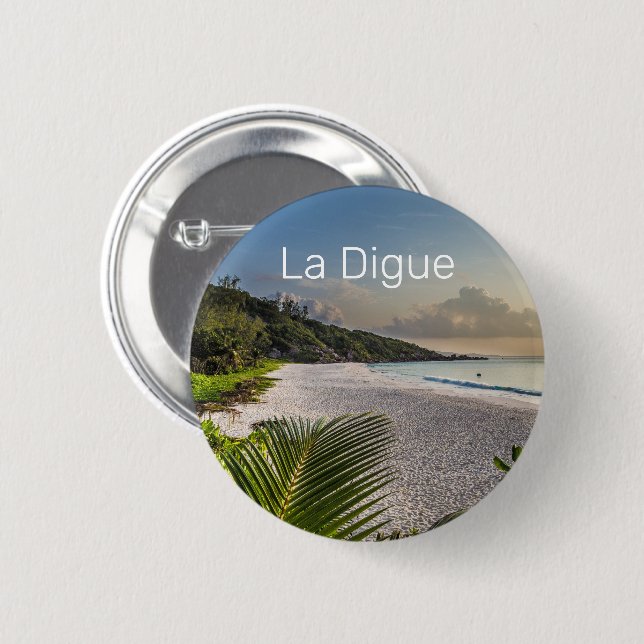 Seychelles La Digue Sunset Beach Holiday Souvenir Button (Vorne & Hinten)