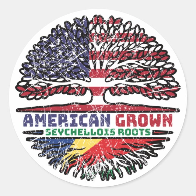 Seychelles Seychellois American USA Tree Roots Runder Aufkleber (Vorderseite)