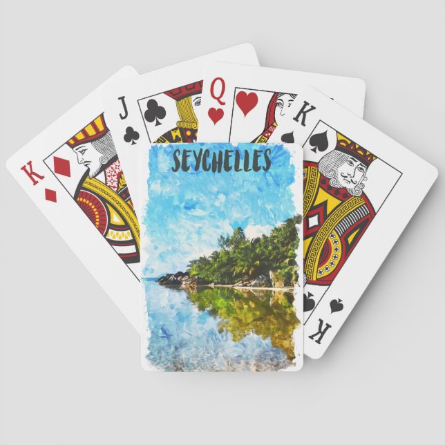 Seychelles Tropical Creole Island Travel Artwork Spielkarten (Rückseite)