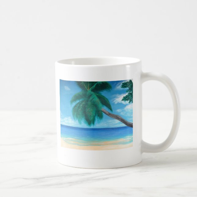 "Seychelles" Tropical Island Beach Art Café Mug (Droite)
