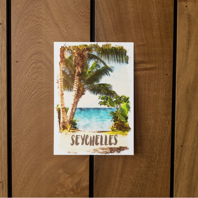 Seychelles Tropical Island Landschaft Postkarte (Seychelles tropical paradise scenery postcard)