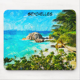 Seychelles Tropical Oil Painting – Vibrant Island Mousepad