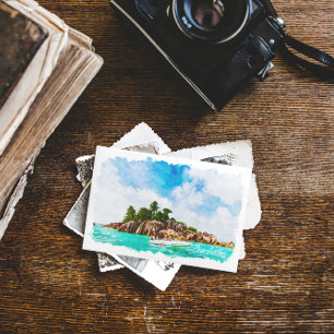 Seychelles tropisches Aquarell Illustration Postkarte